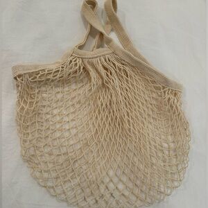 Reusable cotton mesh grocery/beach bag tan